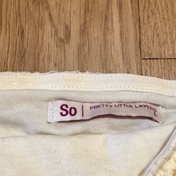 SO Cream Lace tank Top off white/ cream cropped cover up - Picture 2 of 7